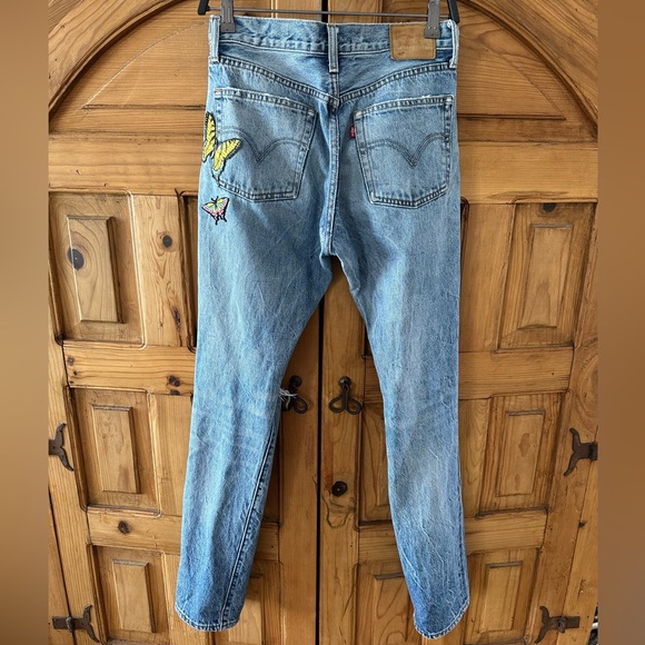 Levi’s White Oak Cone Denim, Red Tag 501 Jean with 2 Butterflies on Leg - Picture 11 of 15